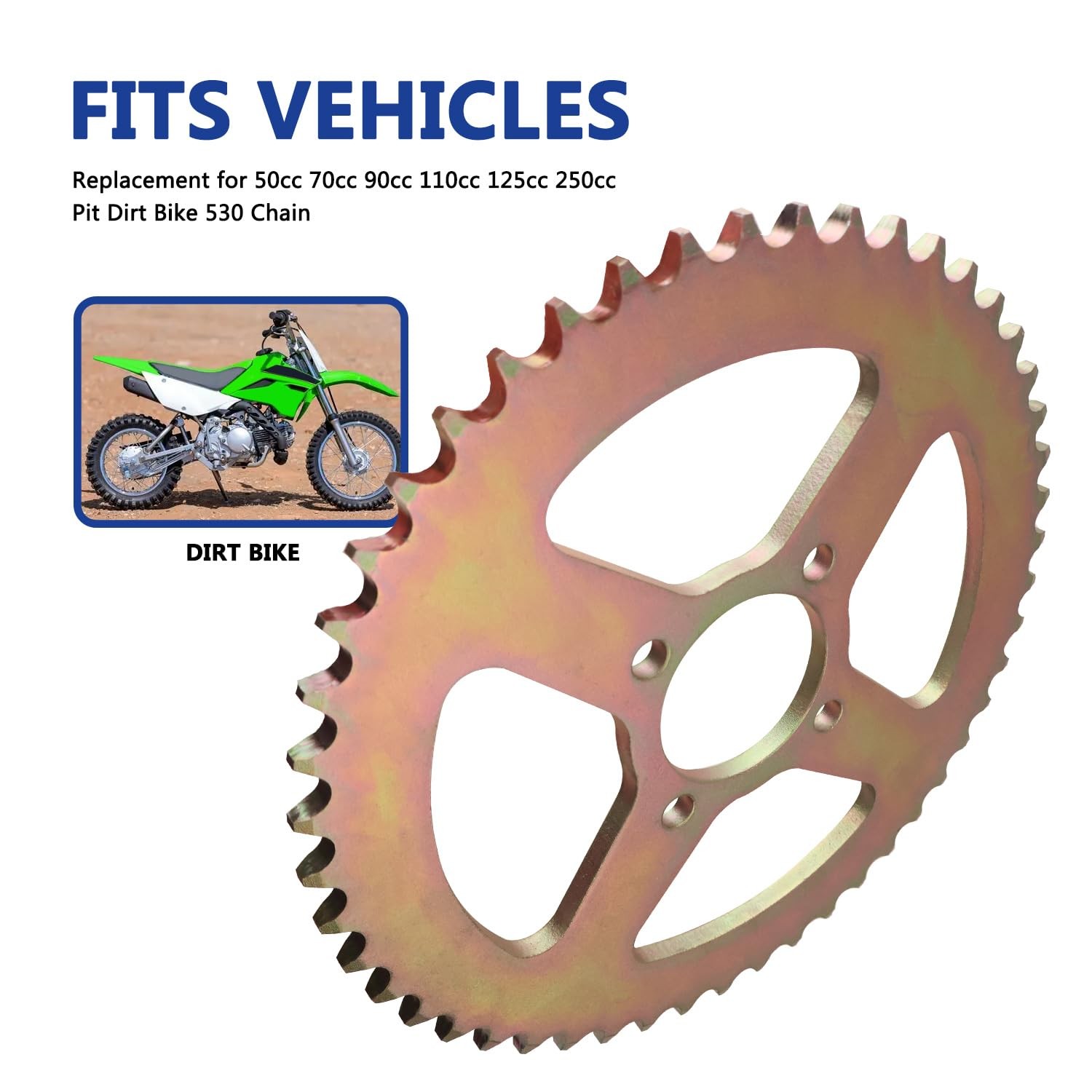 Ruiqimoto 530 Rear Chain 4 Hole Sprocket 49 Tooth For 50Cc 70Cc 90Cc 110Cc