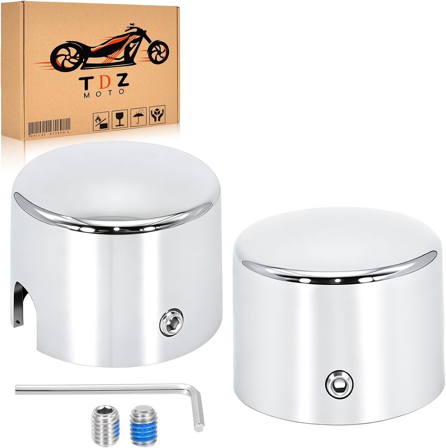 Pair Chrome Aluminum Rear Axle Nut Caps Cover for Harley Softail FLST FXST