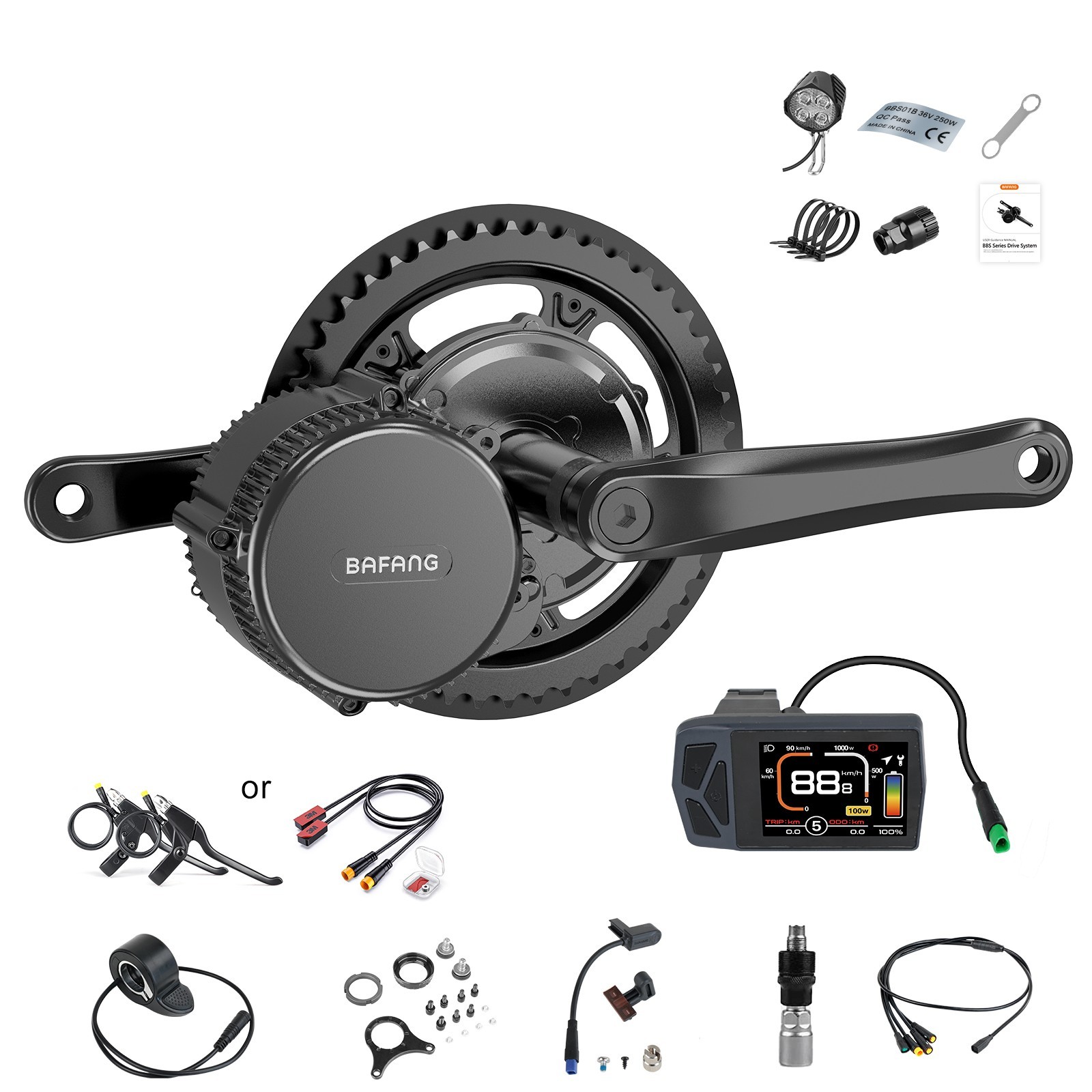 48V750W68-100mm BAFANG Mid Drive Motor Kit BBS02B Electric Bike Conversion Kits