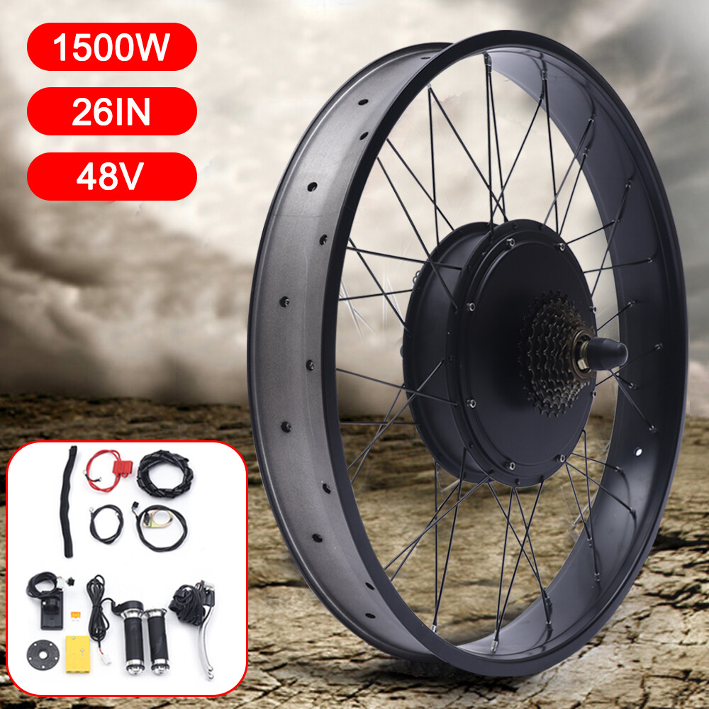 26″ Rear Hub Motor LCD E-Bike Electric Bicycle Conversion Kit Fat Tire 48V 1500W