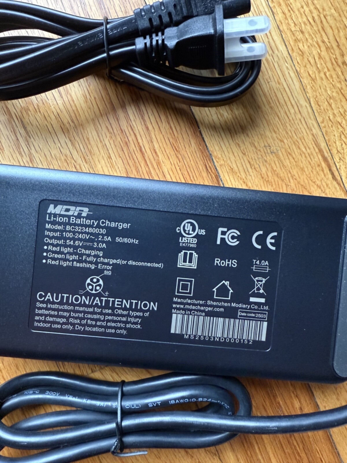 48V Li-ion Battery Charger 54.6V 3A Compatible with Bandit X-Trail Pro UL 62368