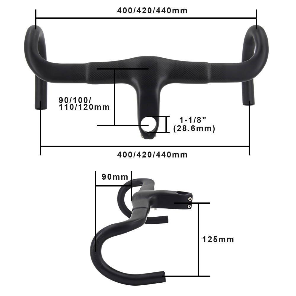 1-1/8″ Integrated Carbon Road Bicycle Handlebar 3K Matte Drop Racing Handle Bar