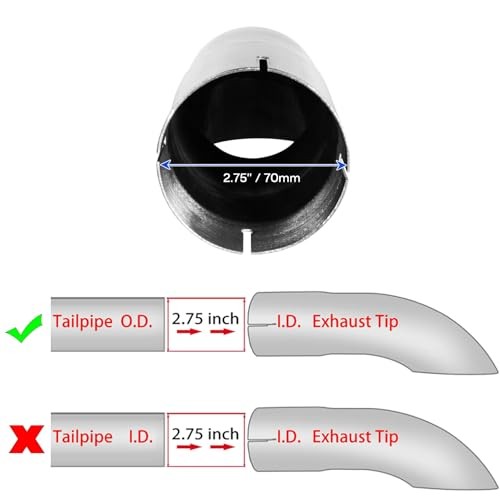 2.75 Inch Inlet Turn Down Exhaust 2.75 Inch Inlet, 9.95 Inch Overall Length