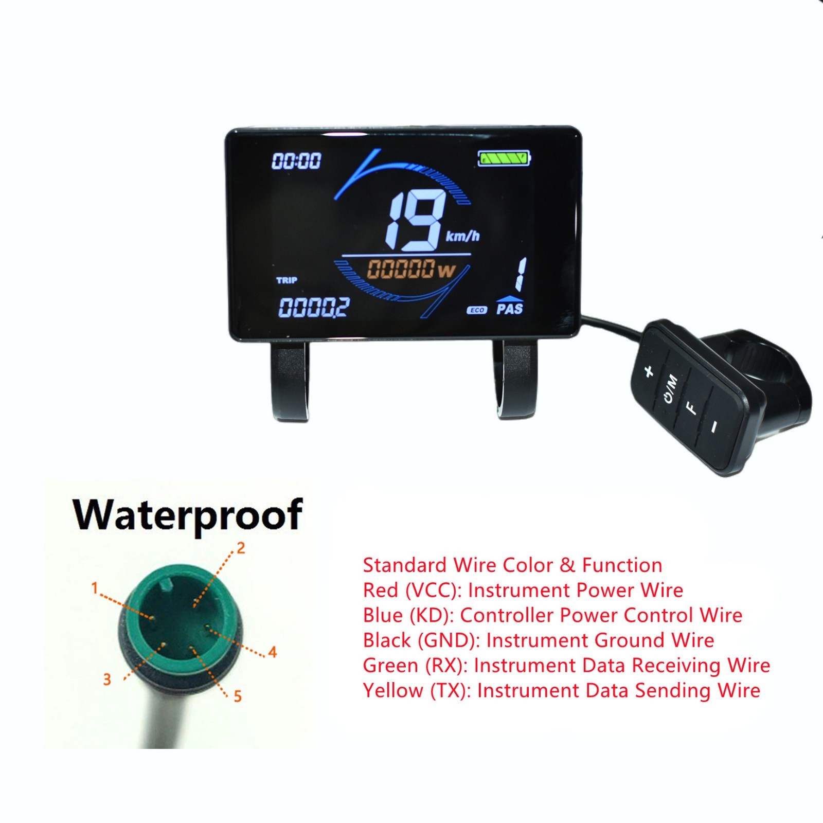 E-Bike T7S Display Meter/Control Panel Electric Bicycle waterproof plug