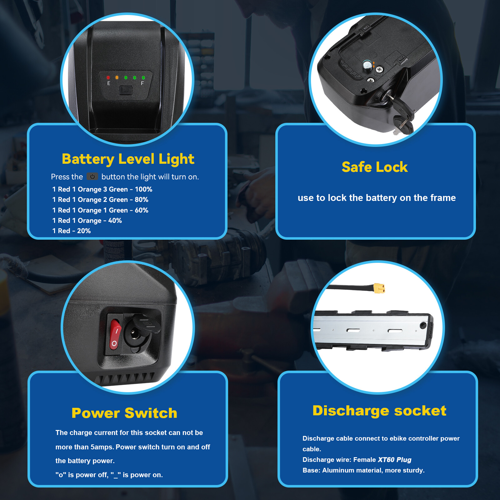 LGE 48V 52V 36V 1000-1500W Ebike Battery Electric Bike Lithium Battery 30A BMS