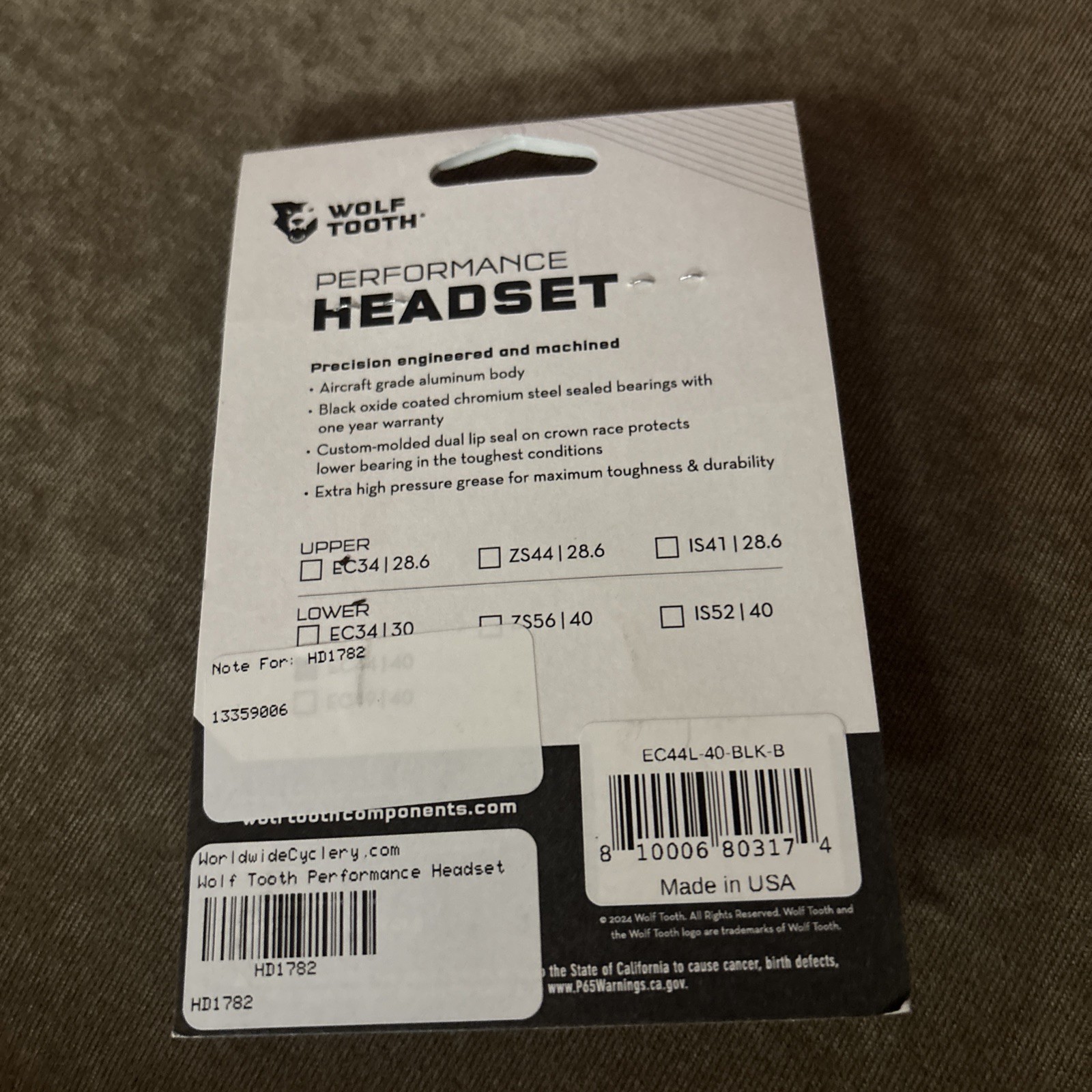 Wolftooth Performance Ec44/40 Headset