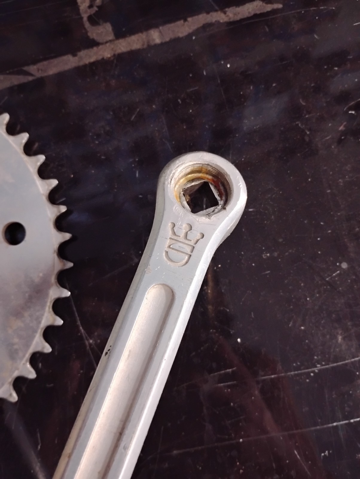 Vintage Sugino S Crown 170mm Square Taper Single Chainring Crankset