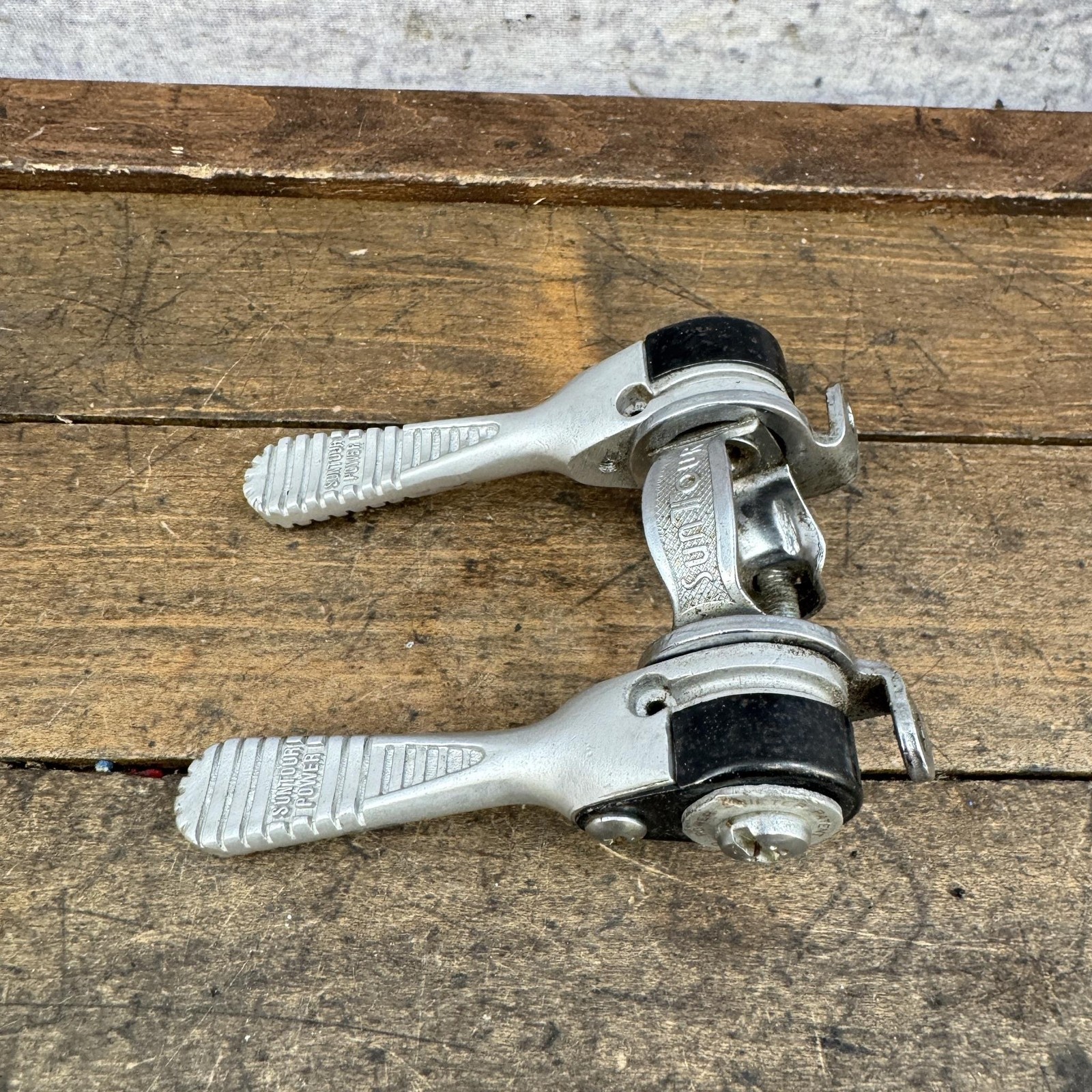 Vintage Suntour Power Shifter Set Down Tube Clamp Ratchet Road FRiction Bike