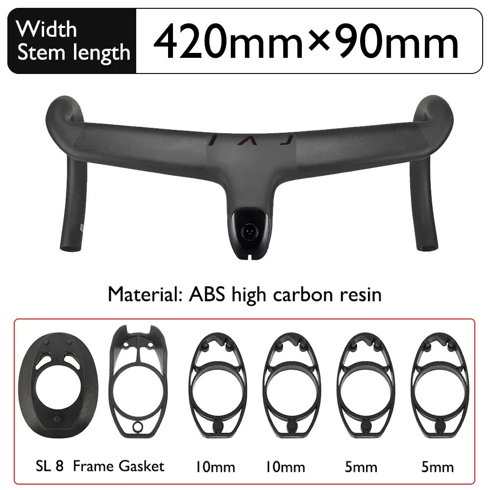 Road Bike Carbo Handlebar 6 Degree Stem Internal Cable Routing Cockpit Di2