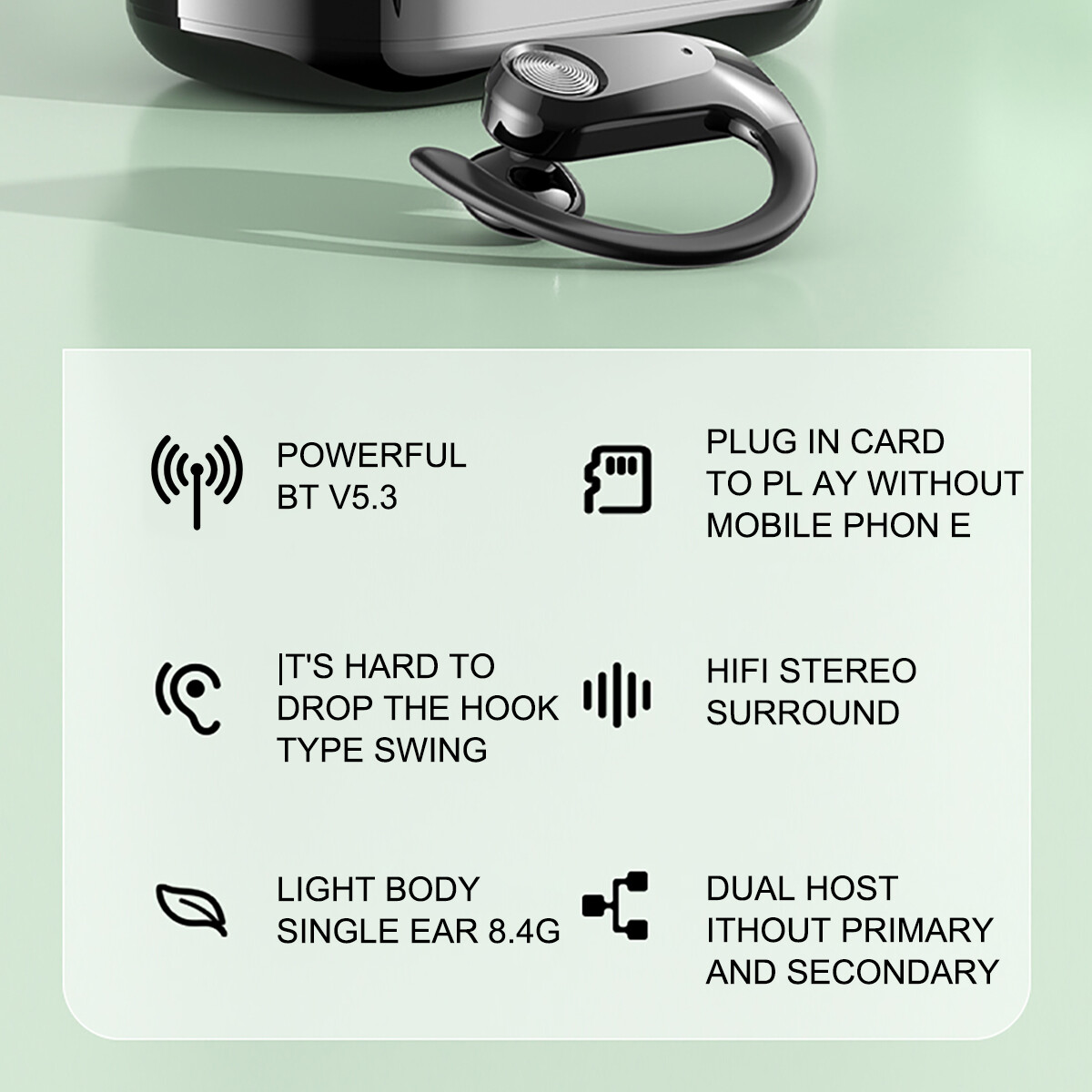 Wireless Bluetooth 5.0 Headset TWS Earphones Earbuds Stereo Headphones Ear Hook