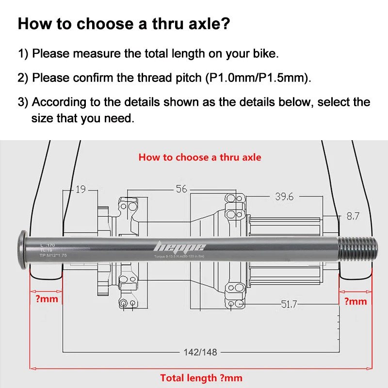 Titanium Bike Thru Axle 12×100 12×110 12×142 12×148 MTB Road Bicycle Skewer