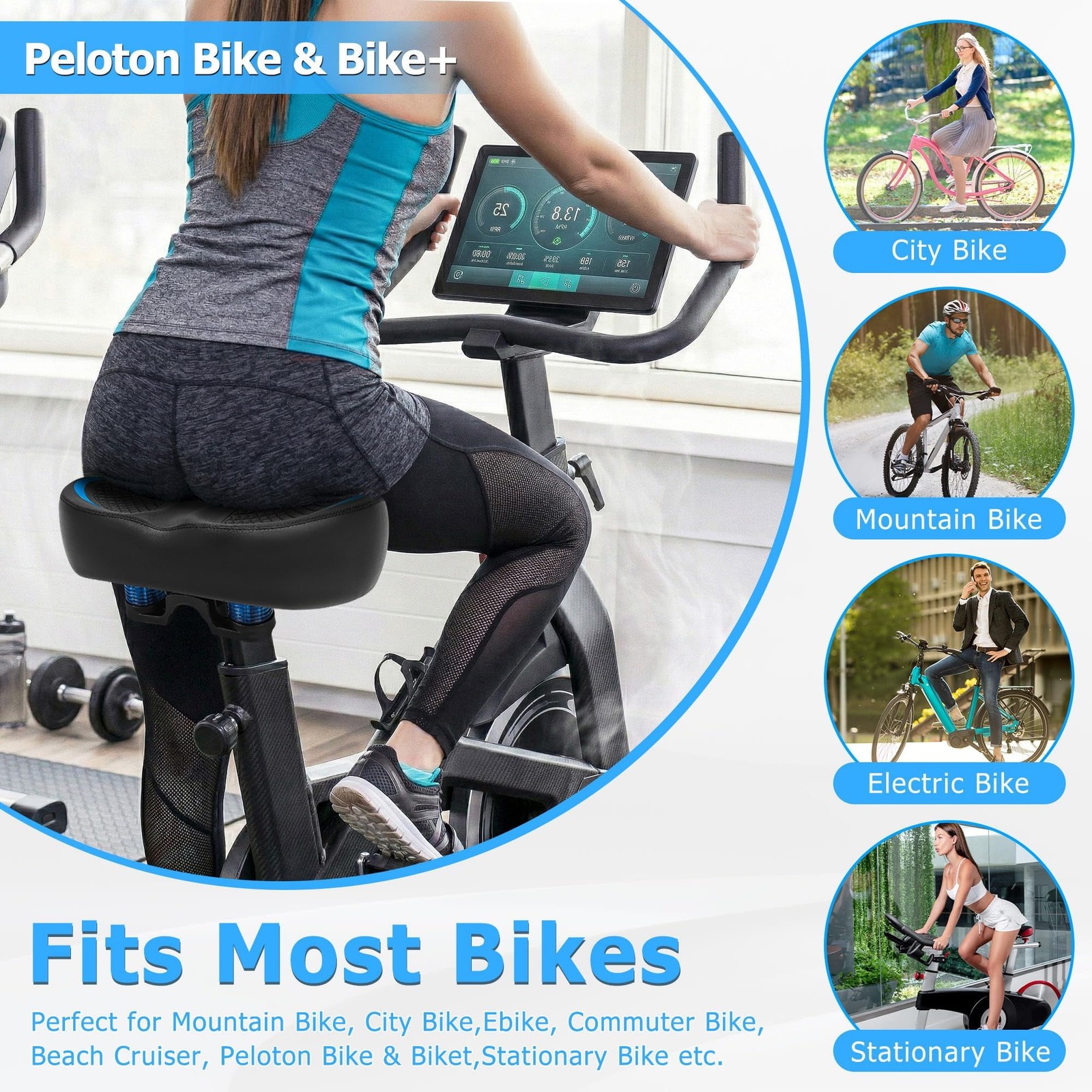 CDYWD New Noseless Bike Seat for Men Women Comfort, Extra Wide Soft Padded Bi…