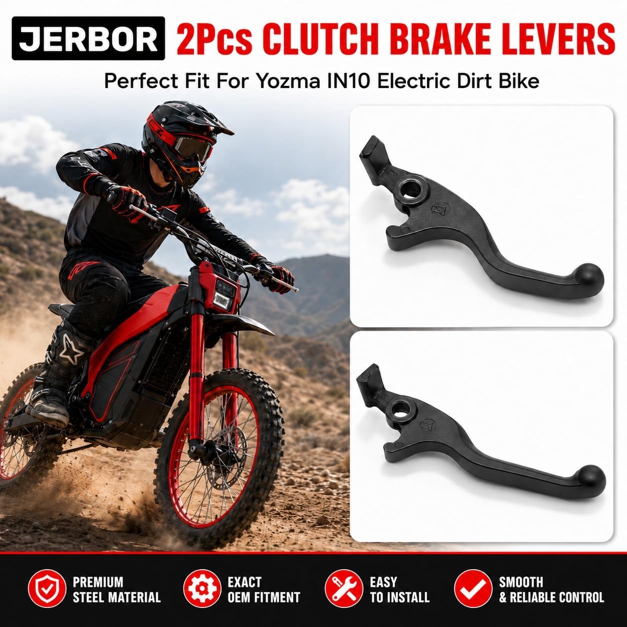 2Pcs Upgraded Brake Levers for Electric Dirt Bike, Durable Anti-Rust Clutch Hand