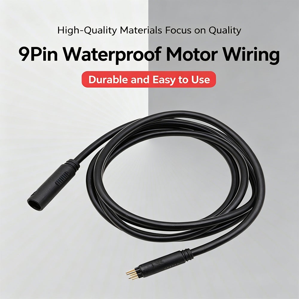 E-Bike 160cm 9 pin Waterproof Motor Cable Male to Female Plug Extension Cable