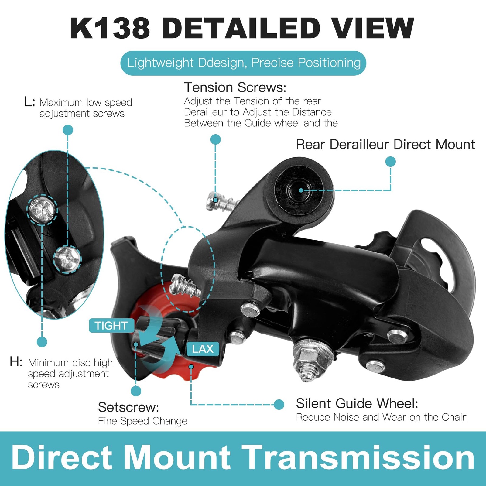 K138 6/7 Speed Rear Derailleur，Direct Mount Bicycle Derailleur