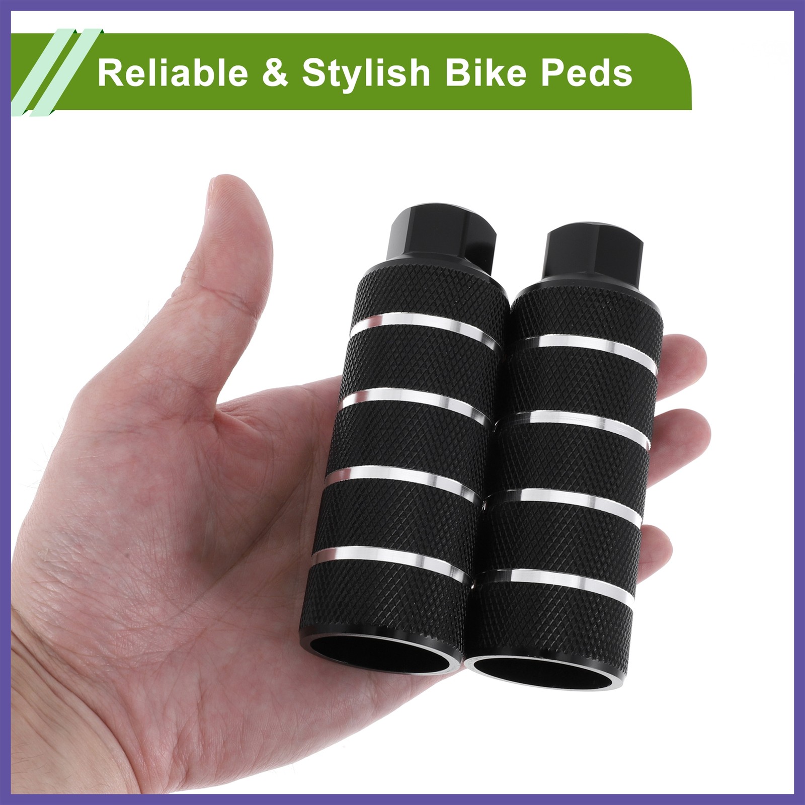 2Pcs Bike Pegs 110mm Four Stripes Texture Cycling Foot Pegs Black
