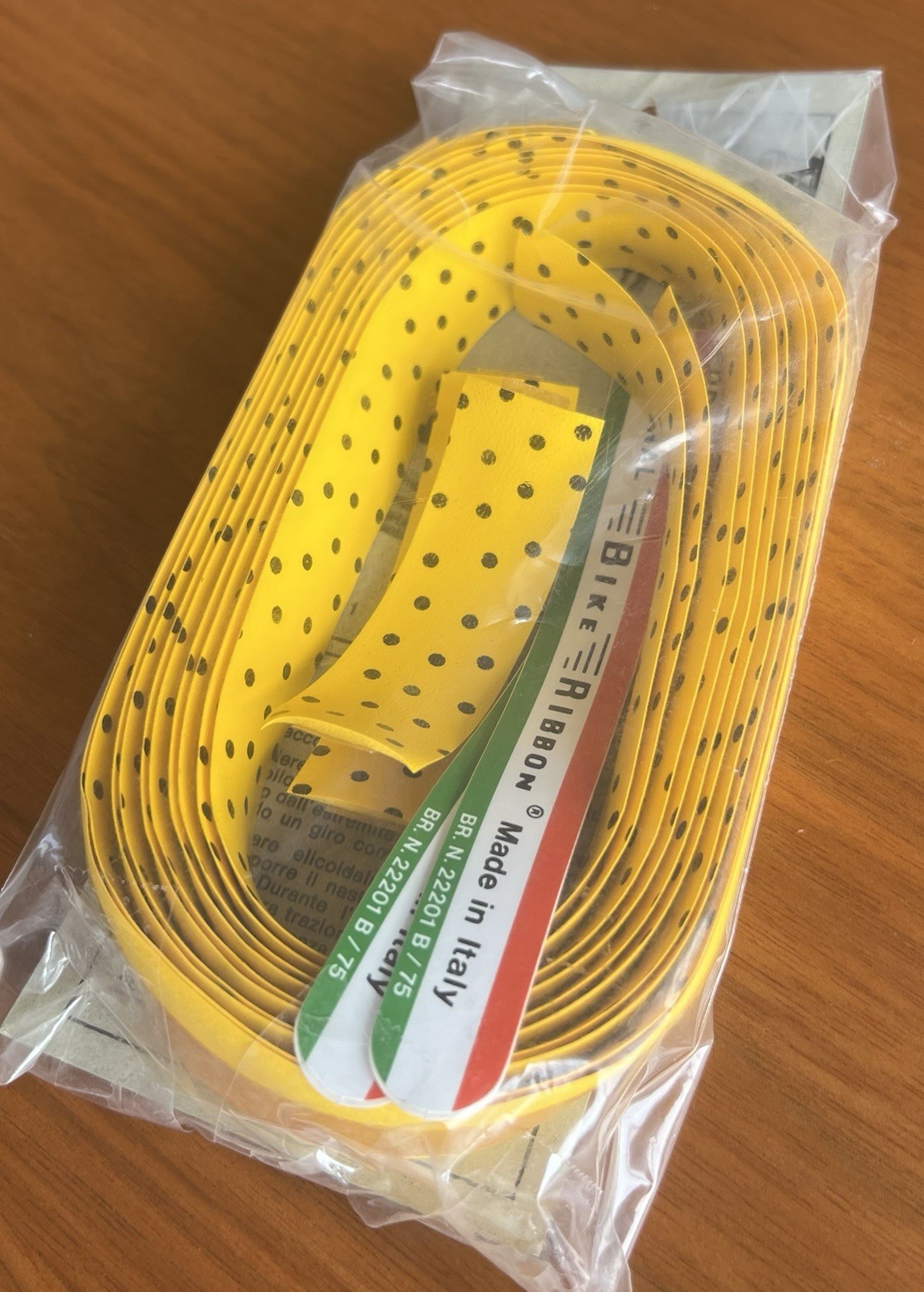 NEW/NOS Vintage Ambrosio Bike Ribbon Handlebar Tape – Yellow/Black Polka Dot