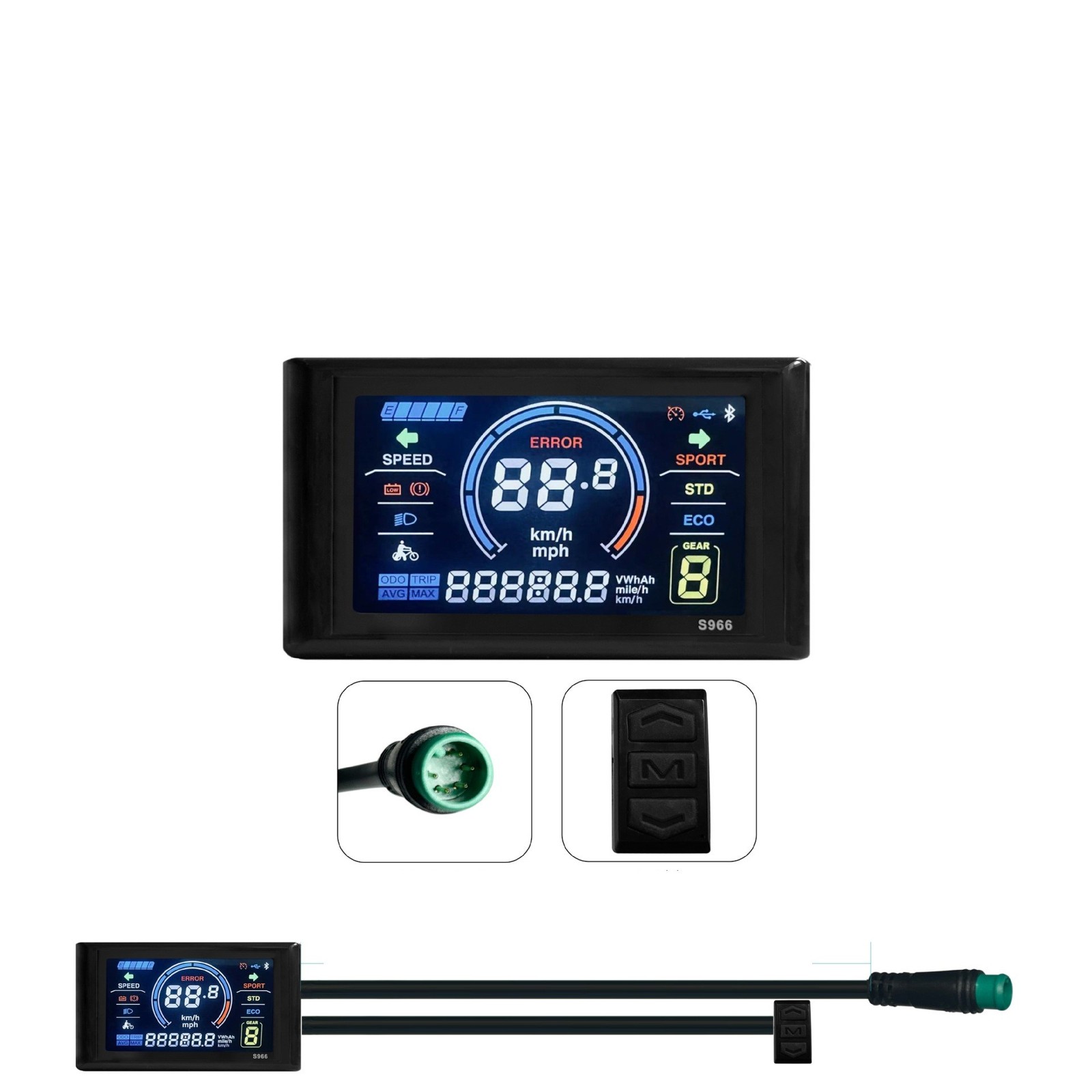 LCDS966 Electric Bike Display with Clear Data Readouts for No for 2 Protocol
