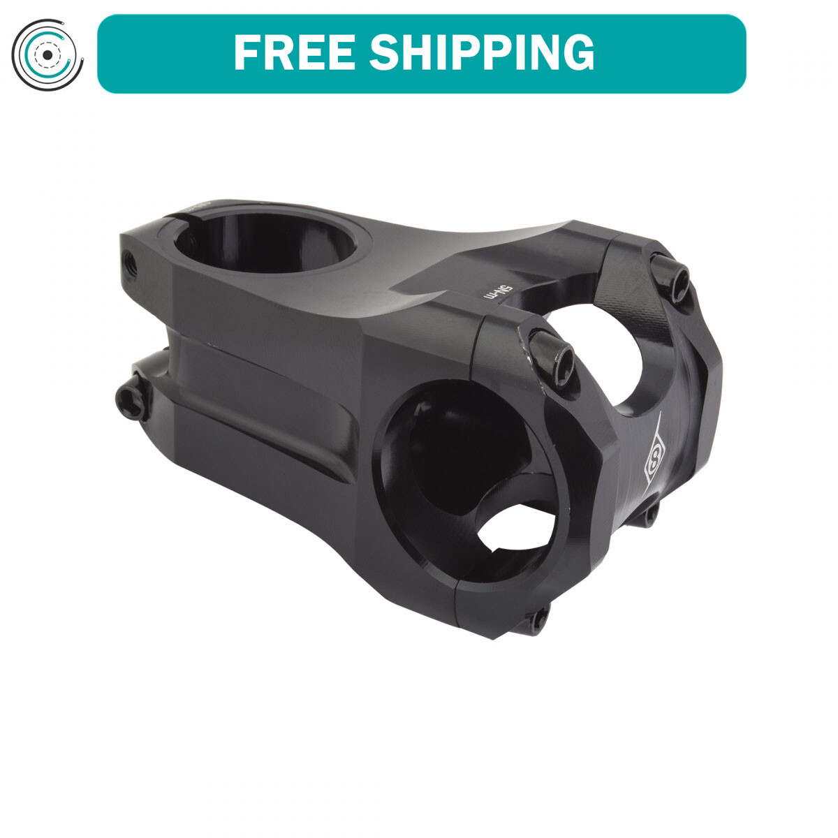 Origin8 Flux Stem 31.8mm 55mm 0 Deg Black MTB 4-bolt Front Loading Faceplate