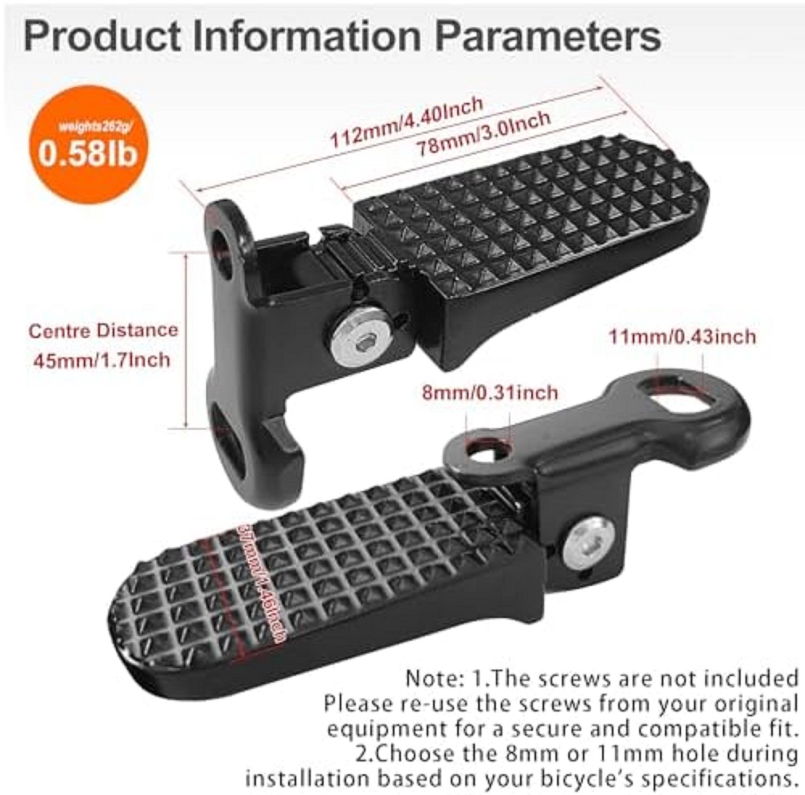 1 Pair Mini Folding Bicycle Rear Foot Pegs for Mountain Bike E-Bike