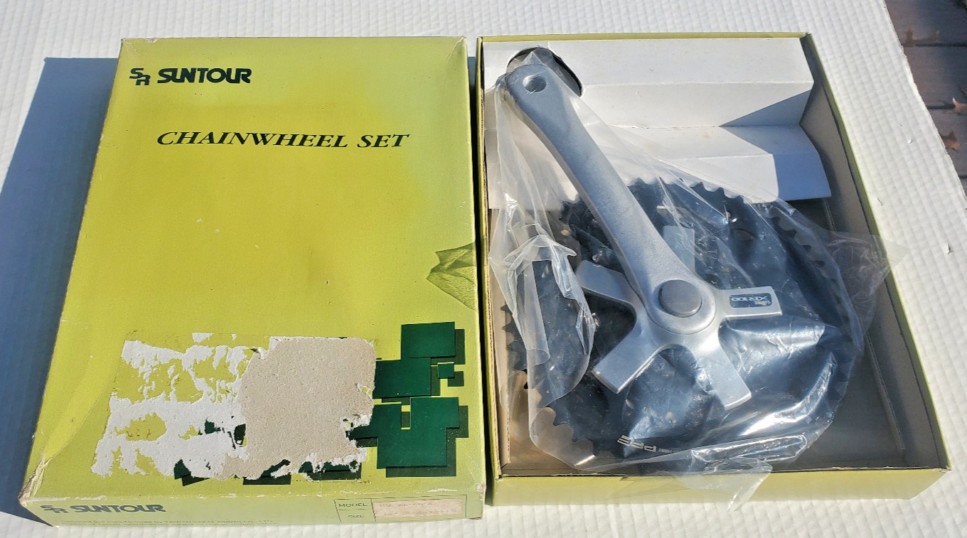 NOS Suntour Sakae SR XR100 MTB Bicycle Crank Set Tripple Trek Fuji Sugino 1990s