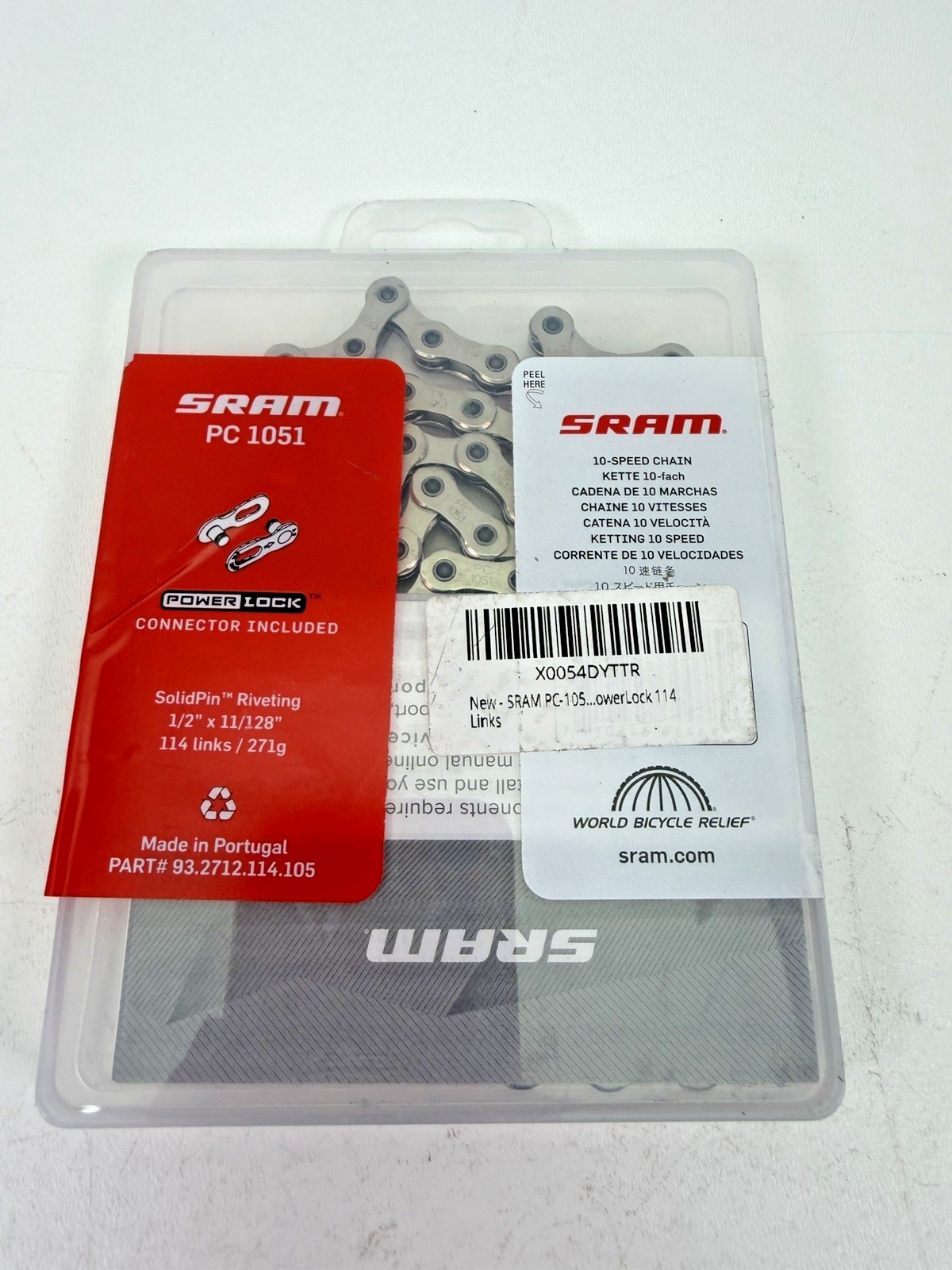 SRAM PC 1051 10-Speed Steel Bike Chain Silver w/ PowerLock Connector