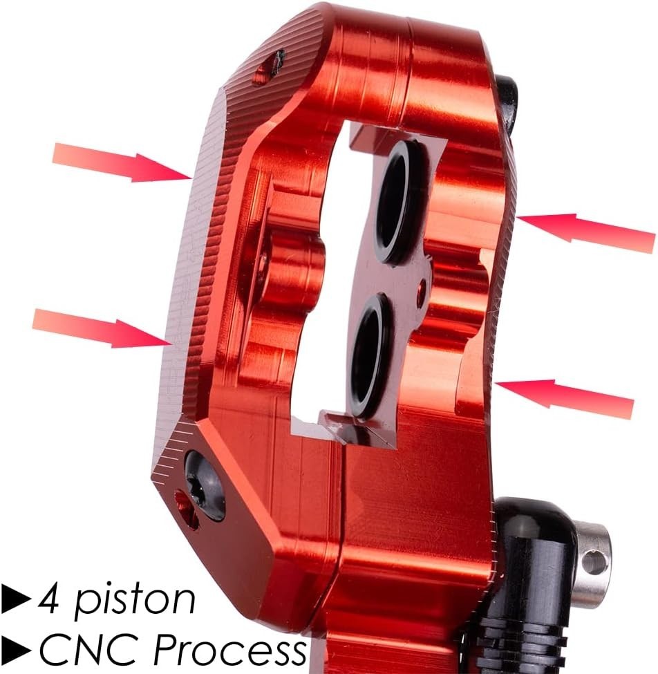 4-Piston Hydraulic Brake Set with 160mm Floating Disc Rotors for Mountain Bikes