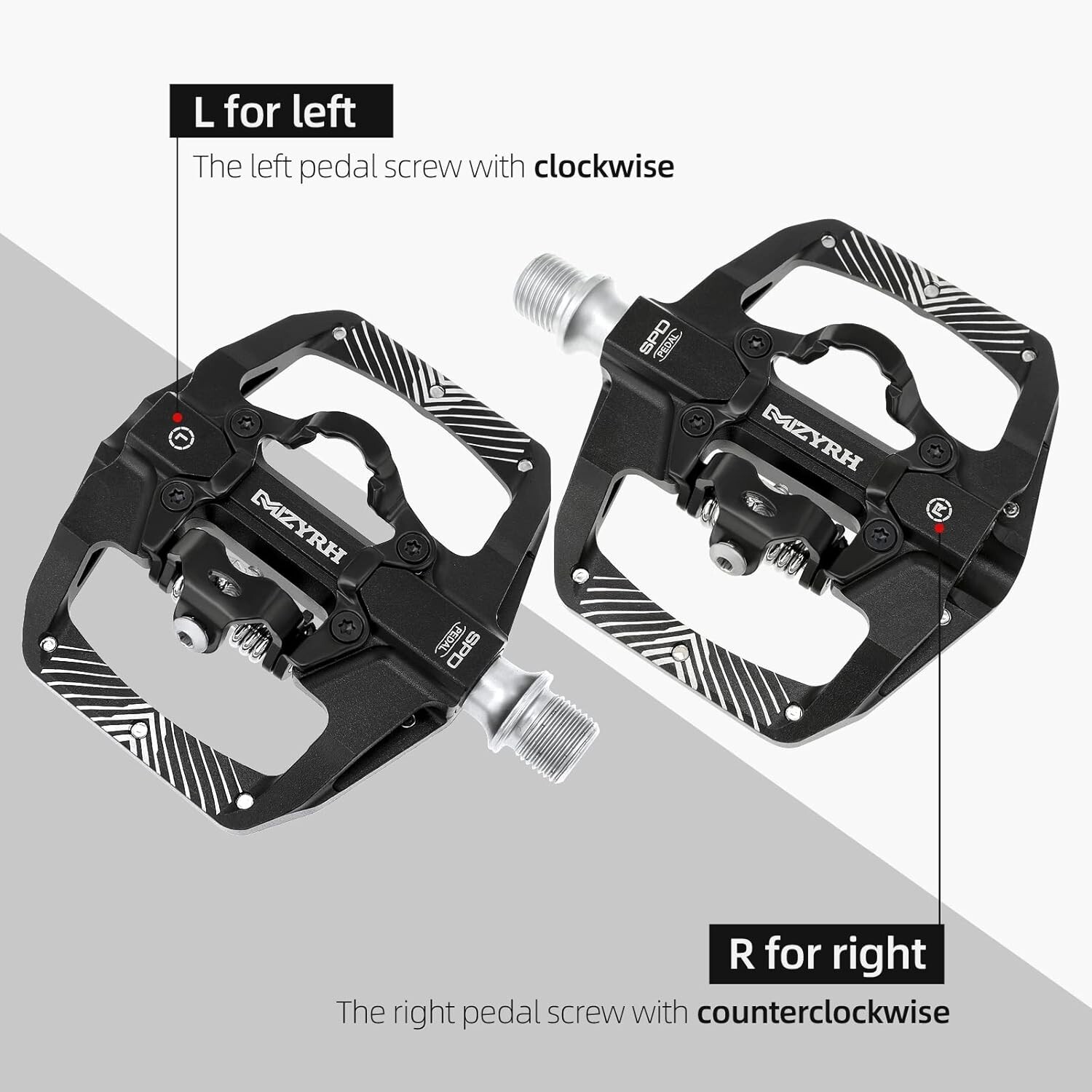 Set of 2 MZY Mountain Bike SPD Pedals 3 Bearing Flat Platform