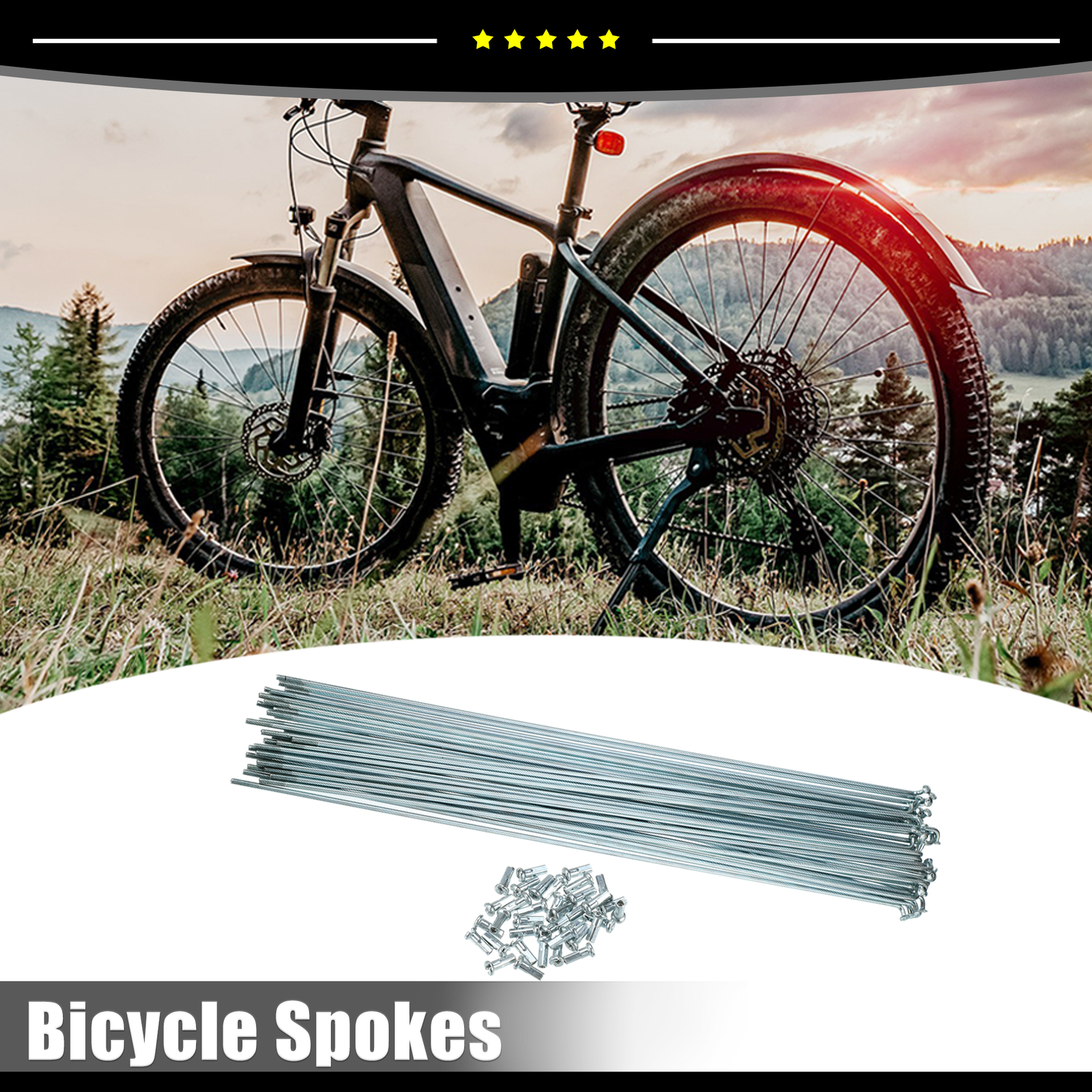Universal Piece of 36 14G J Bend 266mm x 2mm Bike Bicycle Spokes W/ Nipples