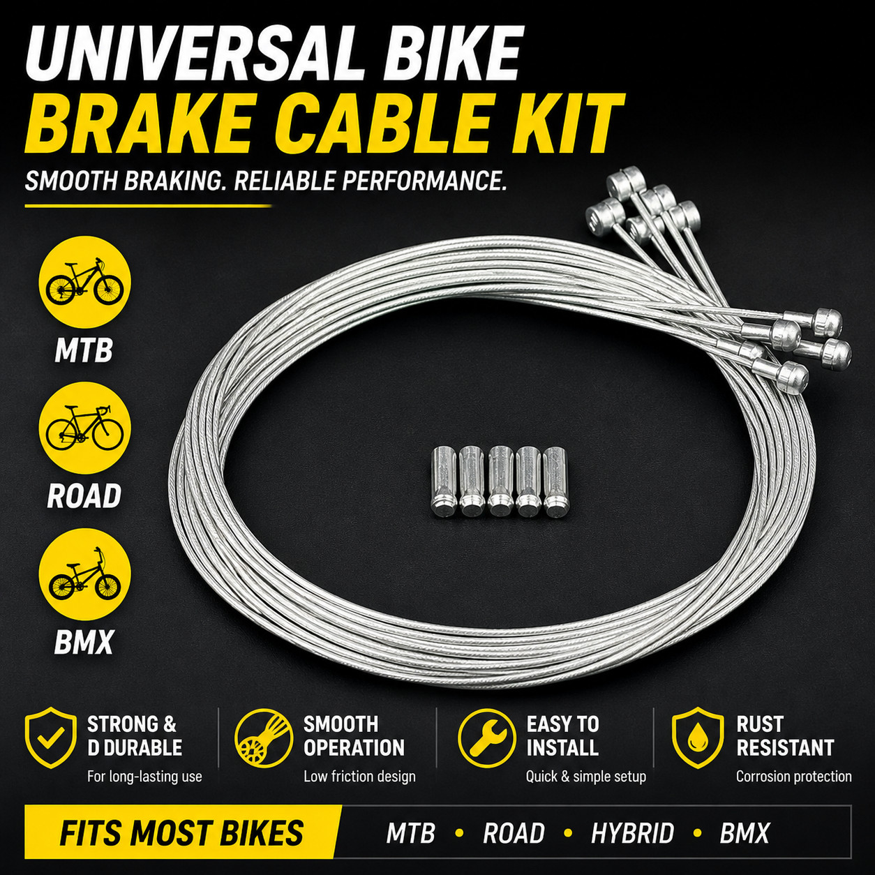 x5 Pack Jagwire Universal Slick Brake Cable Long 2500mm 4 Shimano/SRAM/ MTB/Road