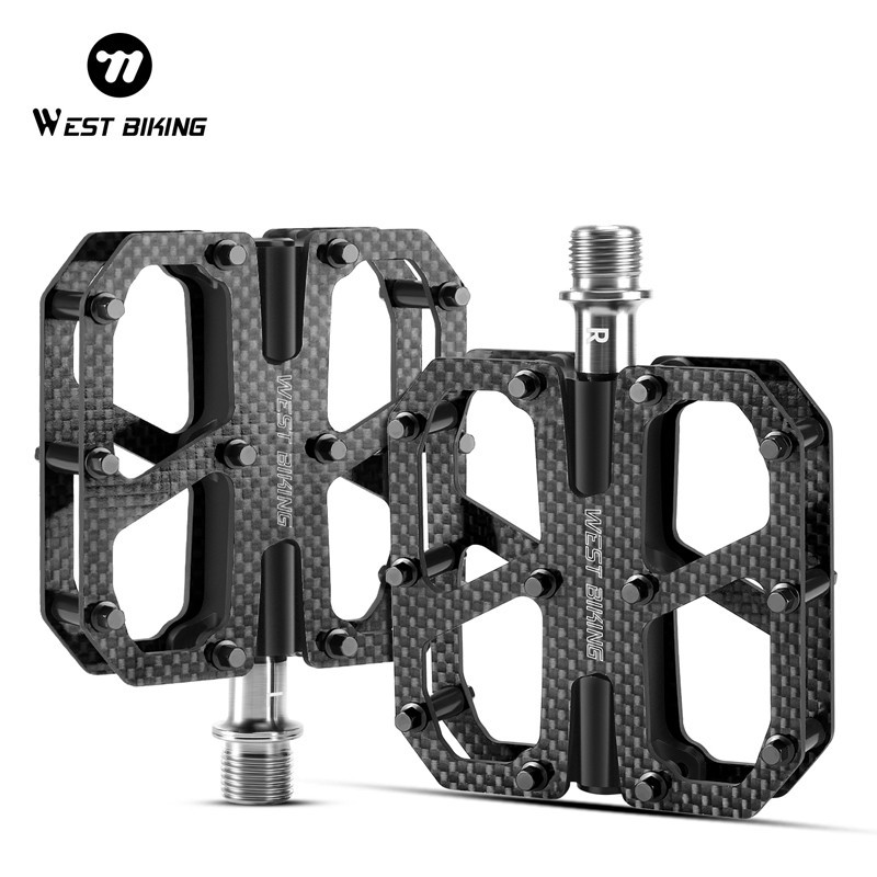 Bicycle Pedals Carbon Fiber Titanium Axle 3 Bearing Bicycle Pedals Black