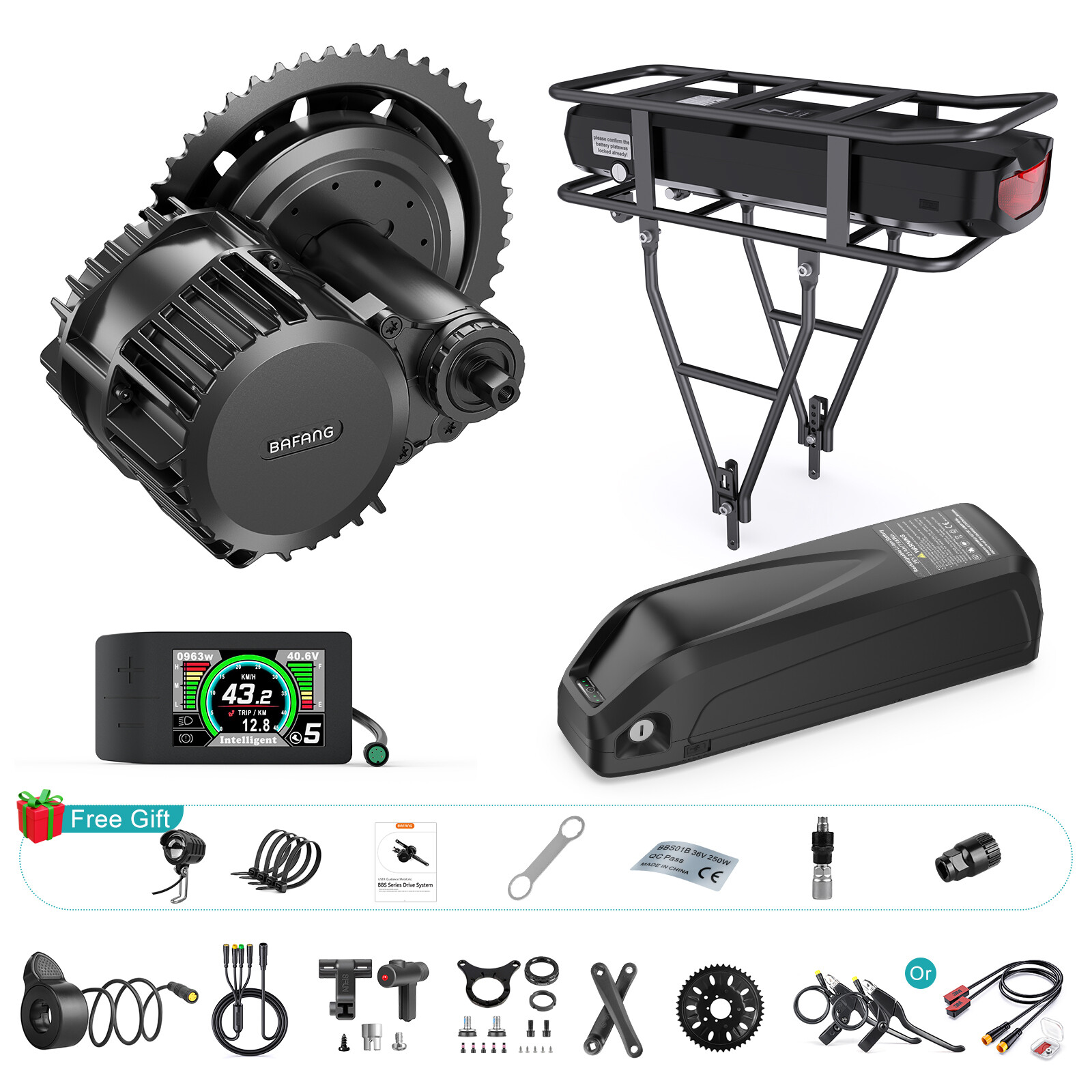 48V1000W Bafang Mid Drive Motor Kits 68-120mm BBS-HD BBS03 DIY Ebike Conversion