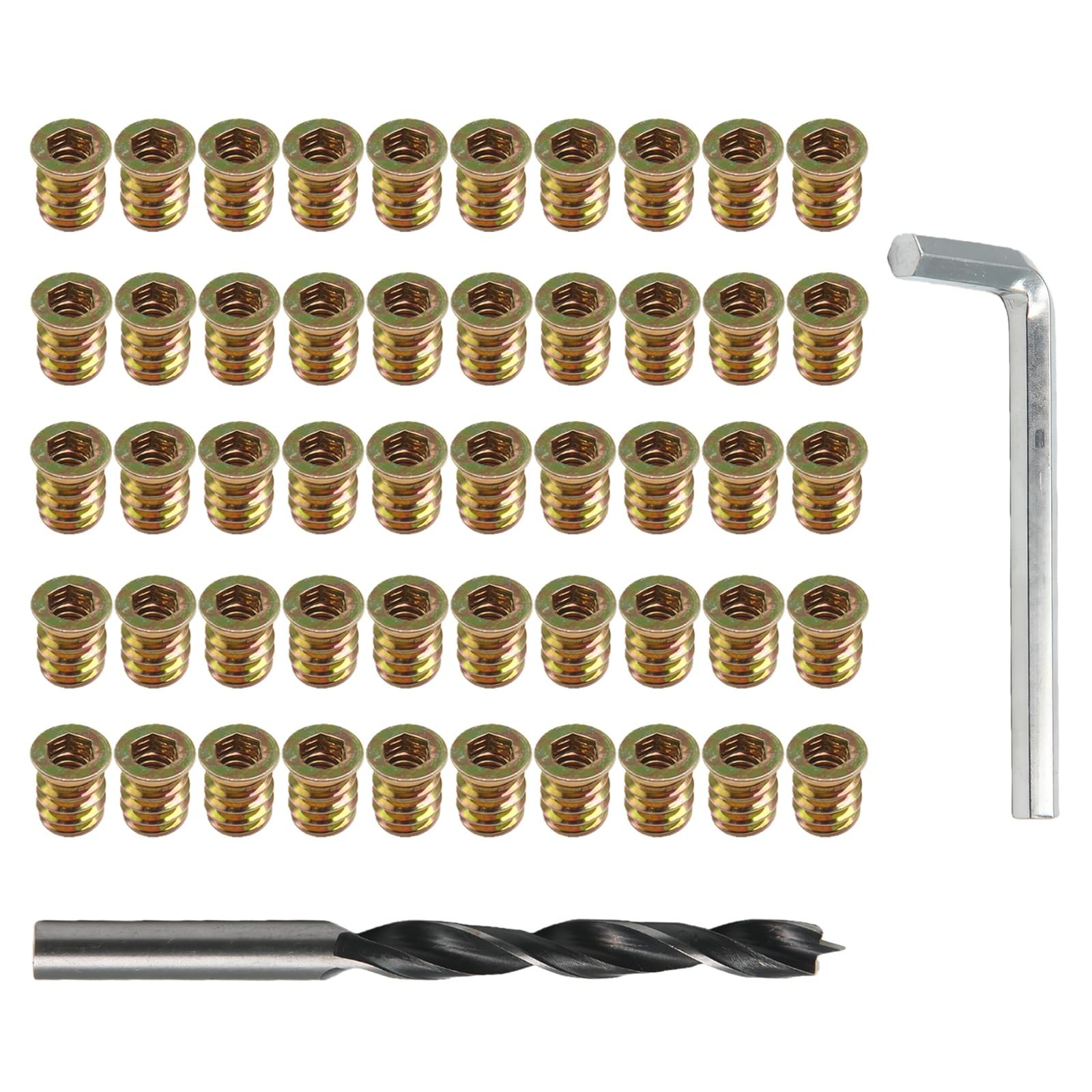 50PCS High-Strength Alloy Steel with Golden Zinc Plating 1/4″-20 Threaded Ins…