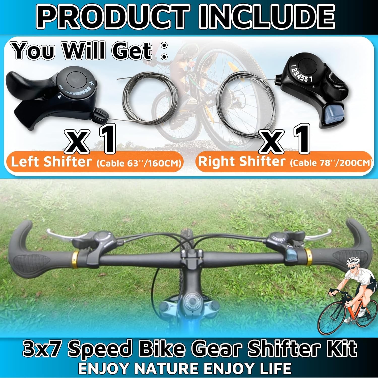 7 Speed Thumb Shifter Set Pair 3×7 RX21 TX-30 Lever Index Gear Shifter