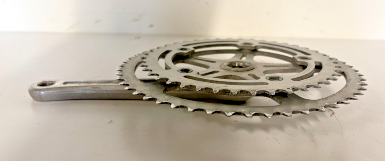 Vintage SR Sakae Silstar 170mm 52/42 Silver Aluminum Road Bike Double Crankset