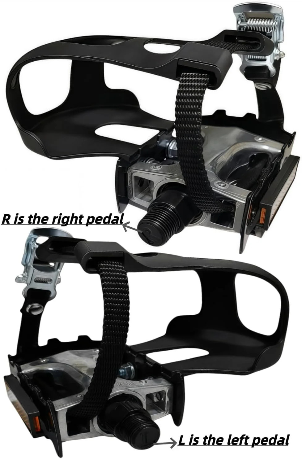 Pro-Grade Spin Bike Pedals with Toe Clips & 4D Adjustable Straps – 9/16″ Spindle