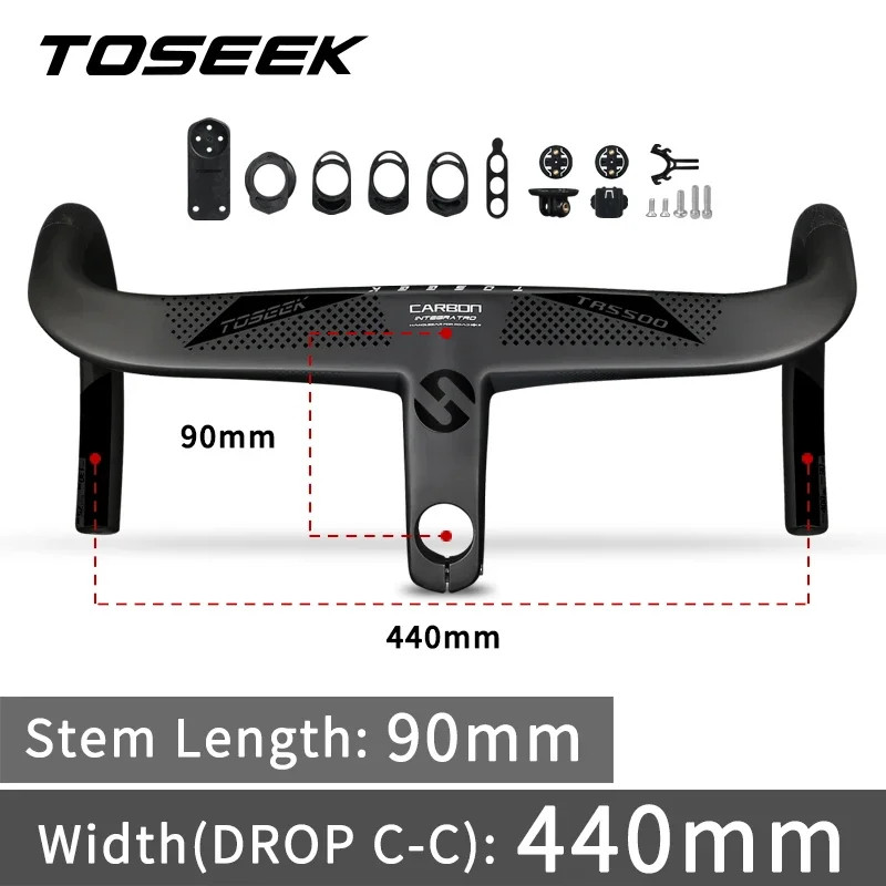 Bicycle Drop Bar Carbon Integrated Handlebar 28.6mm with Bike Computer Holder