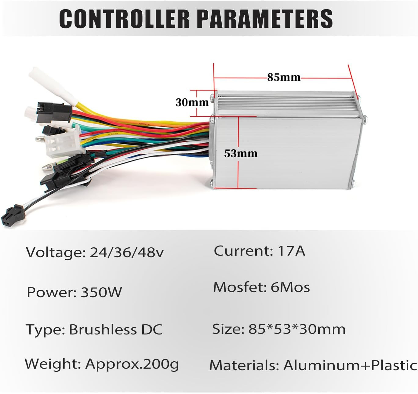24V 36V 48V Electric Bike Controller Kit 17A 350W Brushless Motor Controller and