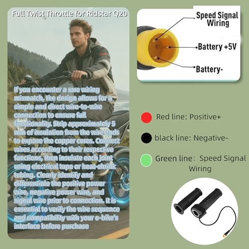 Full Twist Throttle for Ridstar Q20 E-Bike & E-Scooter, 22.2mm 3pin | 12V-72V