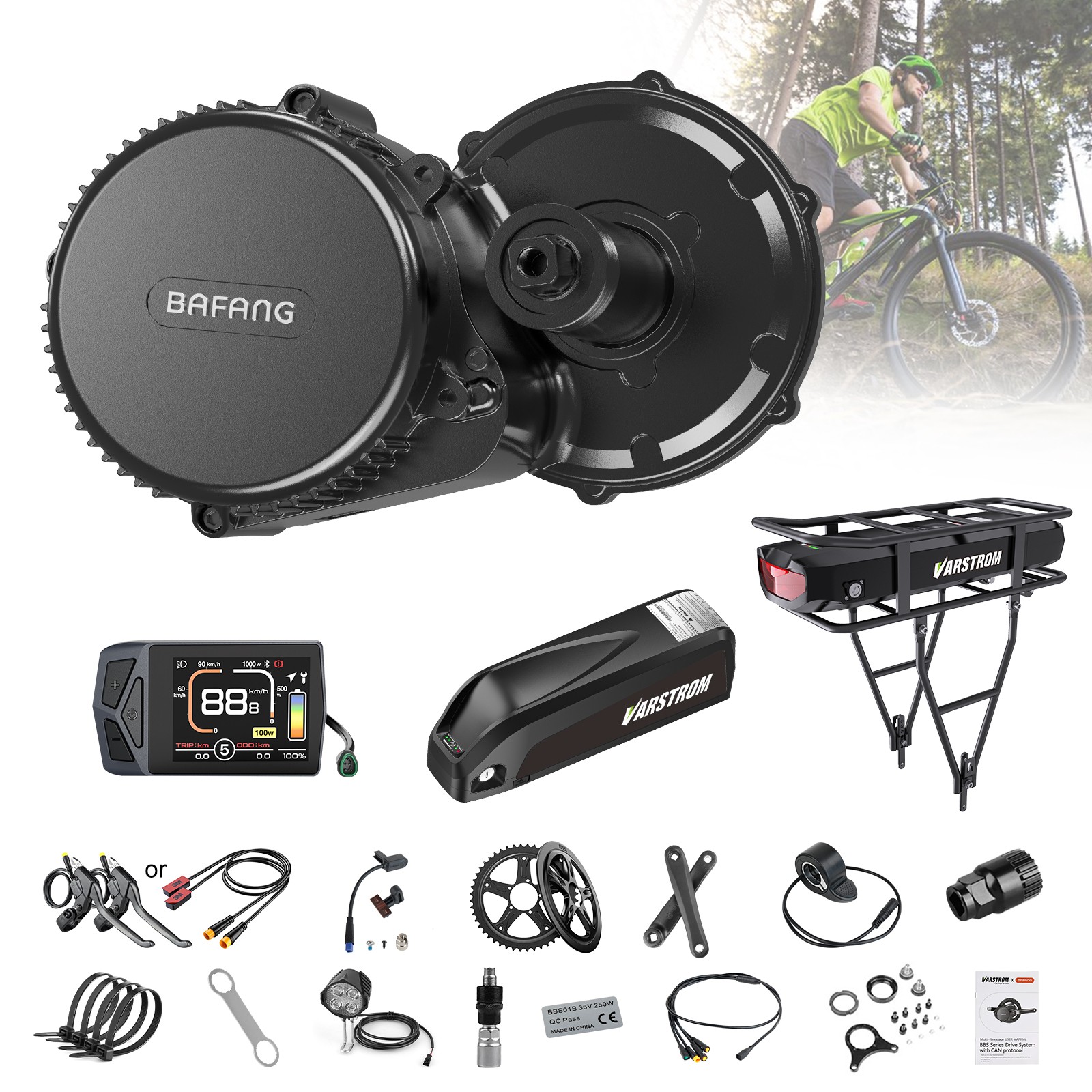 48V750W Bafang Mid Drive Motor Kit BBS02B 68-73mm Electric Bike Conversion Kit