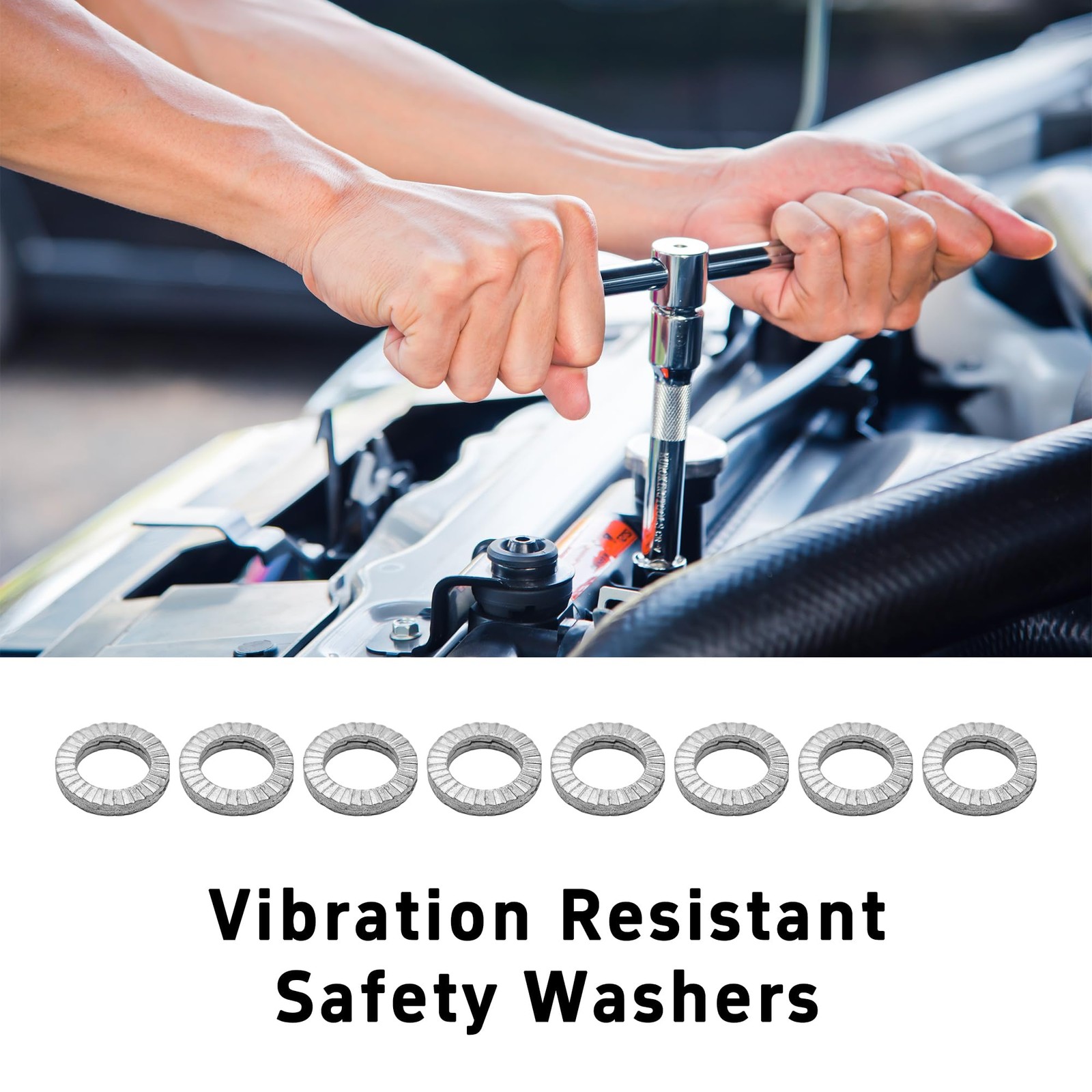 Runseaway 50Pcs M8 Wedge Lock Washers, Vibration Proof Manganese Steel Lock W…