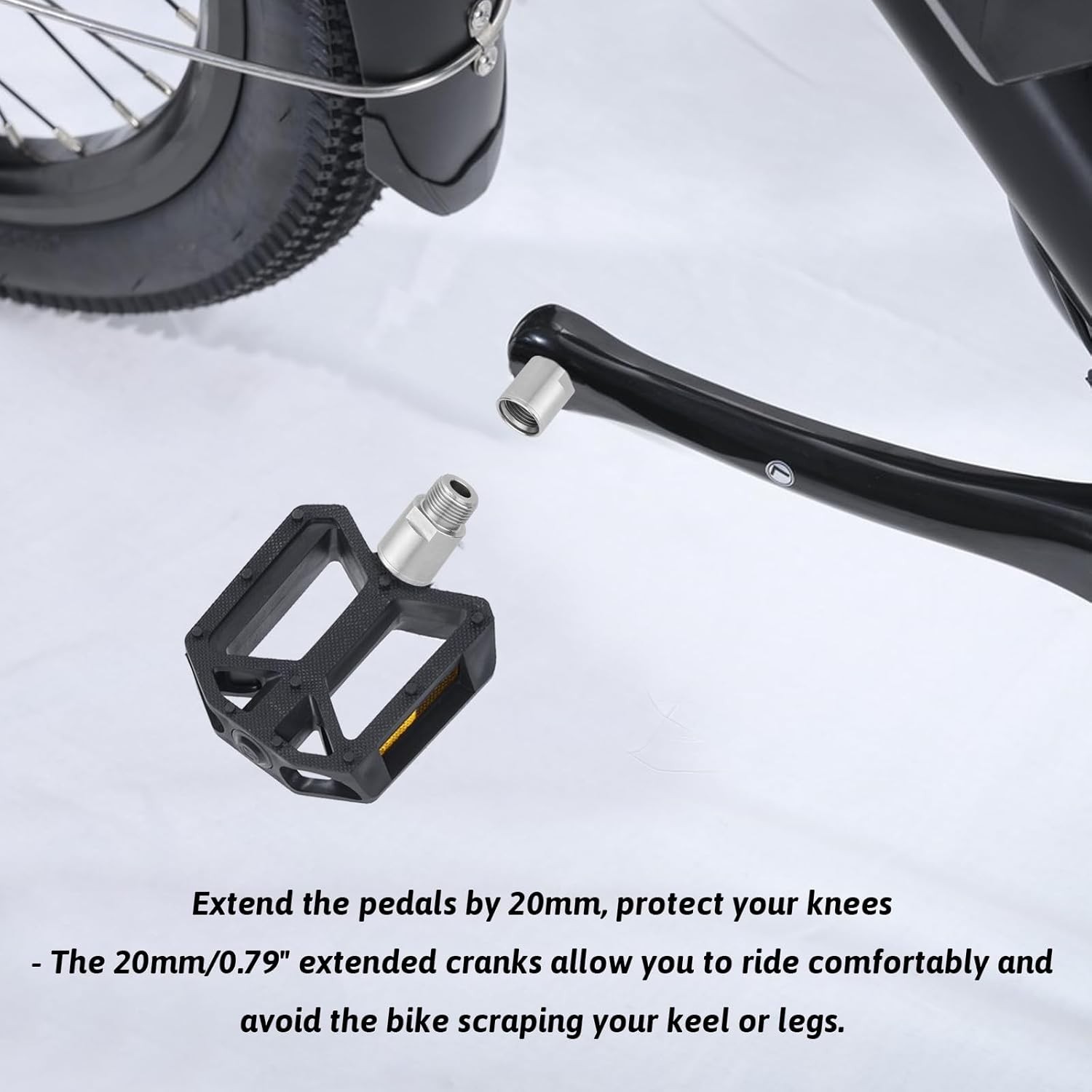 Bike Pedal Extenders 1 Pair Steel 9/16″ Spindle Adapter Extend 20mm 0.79in