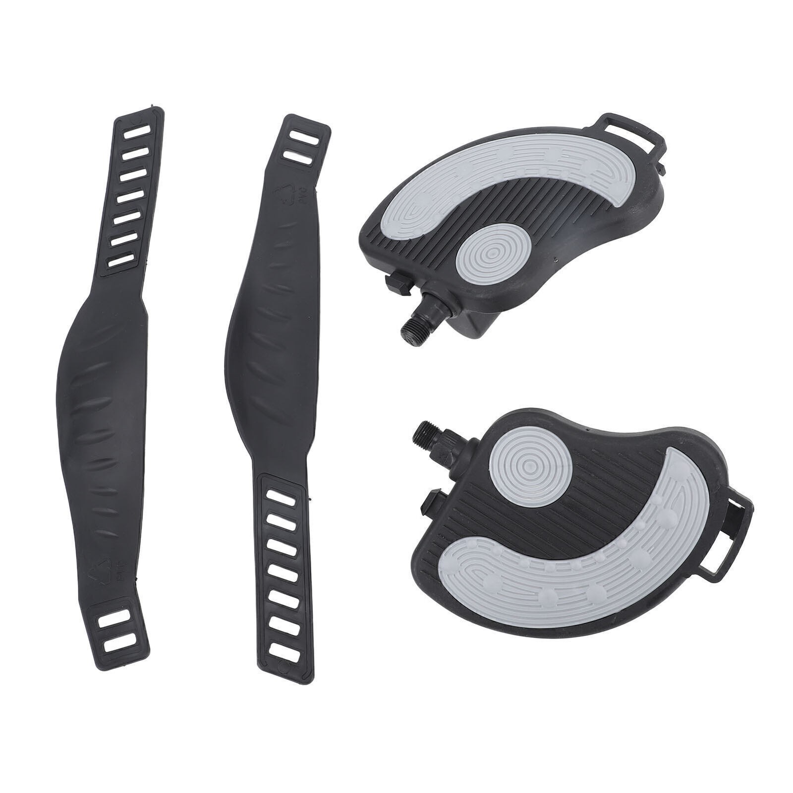 2PCS Exercise Bike Pedals with Straps PP PVC Stainless Steel Universal