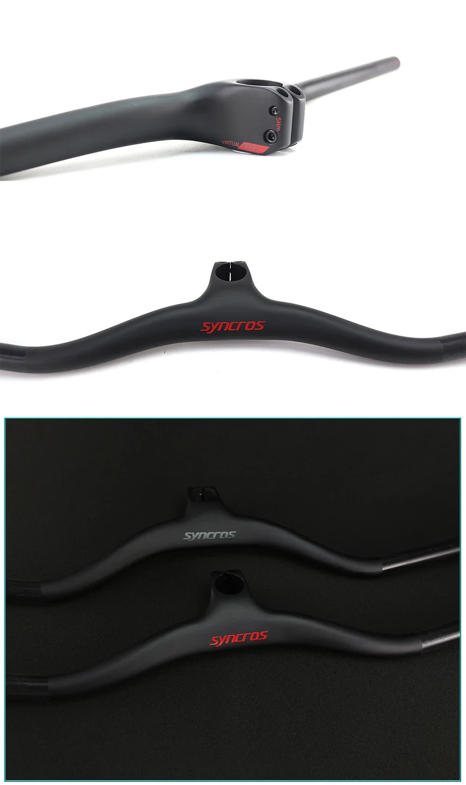 Carbon Fiber MTB Bicycle Integrated Handlebar with Stem -8/-17/-25 Degree 740mm