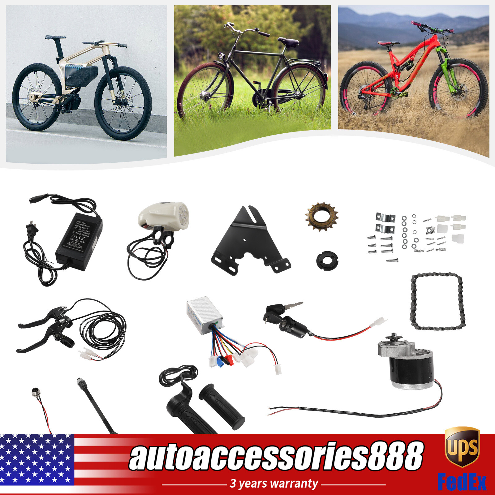 24V 250W Electric Bicycle Conversion Kit E-Bike Cycling Brush Motor & Controller