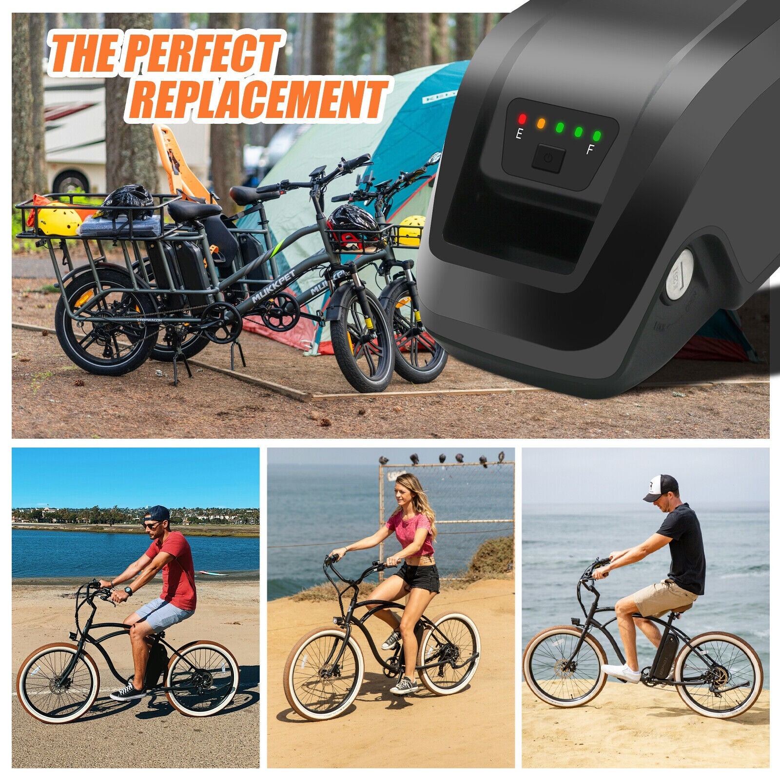 Ebike Battery 48V 36V 10Ah Battery 200W-1000W Electric Bike Black