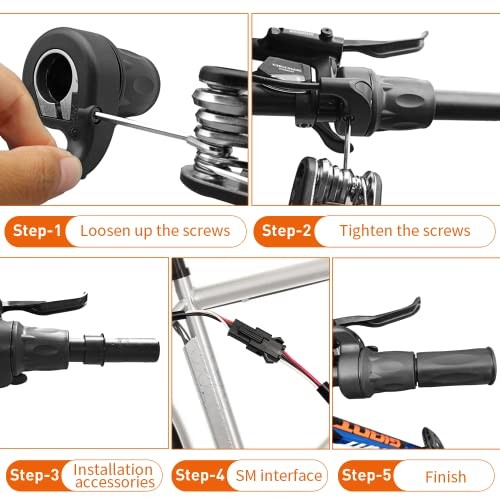 Electric Bicycle Right Handle 20X Half Twist Throttle 24V 36V 48V Black SM Plug