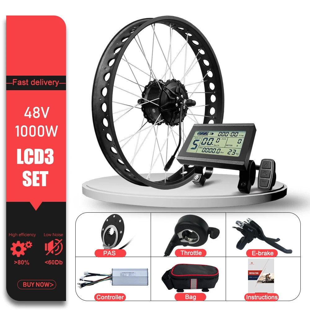 Snow Electric Fat Bike 48V 1000W 4.0 Tyre Brushless Rear Hub Motor Wheel Kit