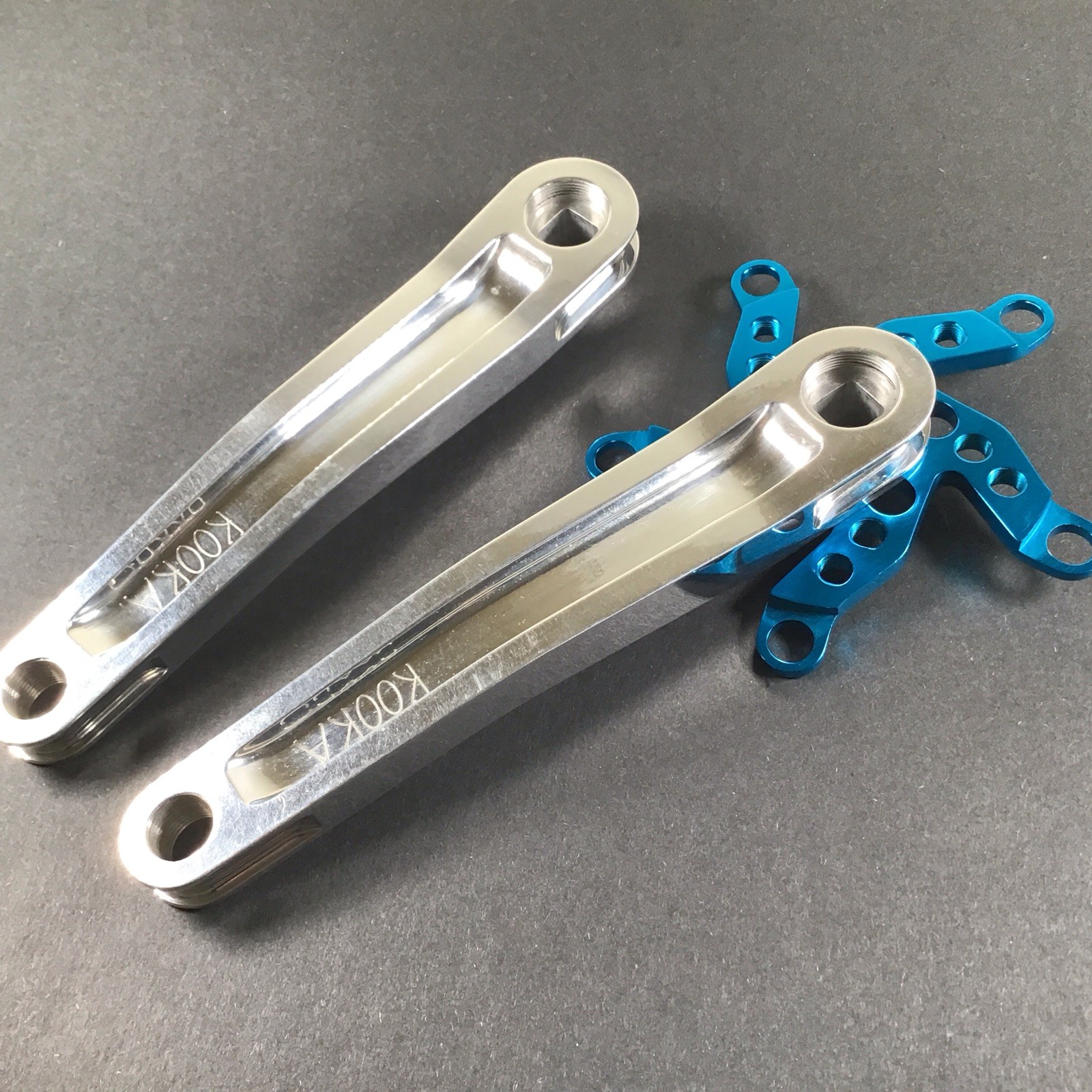 Kooka Crank Arm Set Silver/Blue 170mm 74/110 NOS Vintage MTB Grafton Yeti Klein