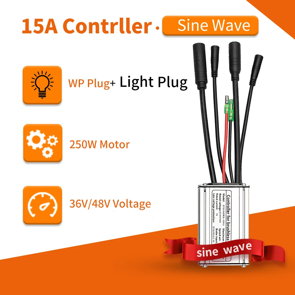 E-bike Controller 36V/48V 250W-1000W Waterproof Plug 15A/17A/22A/25A/30A Motor
